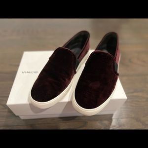 Vince Suede burgundy slip on sneakers sz 8.5